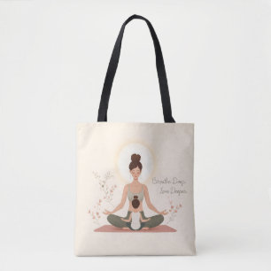 Moder Barn Yoga Meditation Konst Tygkasse