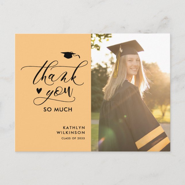 Moder Black Script Minimalist Studenten Tack Vykort (Framsida)