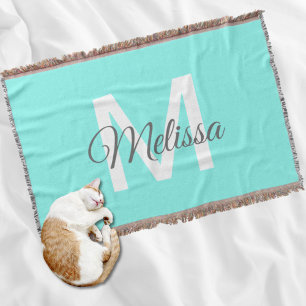 moder chic minimalist monogram turkos aqua blue filt