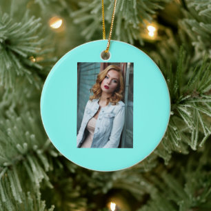 moder chic minimalist monogram turkos aqua blue julgransprydnad keramik