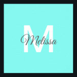 moder chic minimalist monogram turkos aqua blue poster<br><div class="desc">Modern chic minimalistisk abstrakt turkos vattentblått hemtillbehör. turkos monogrammade dekorationer.</div>