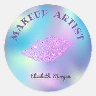 Moder Diamonds Lips,Iridescent Holografisk,Smink Runt Klistermärke