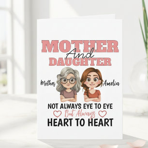 Moder Dotter Hjärtan Kopplade Över Mil Kort