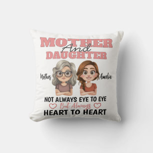 Moder Dotter Kärlek Över Mil och Hjärter Kudde
