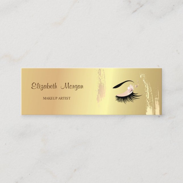 Moder Elegant, Guld Penseldrag, Ögonfransar, Smink Mini Visitkort (Framsida)
