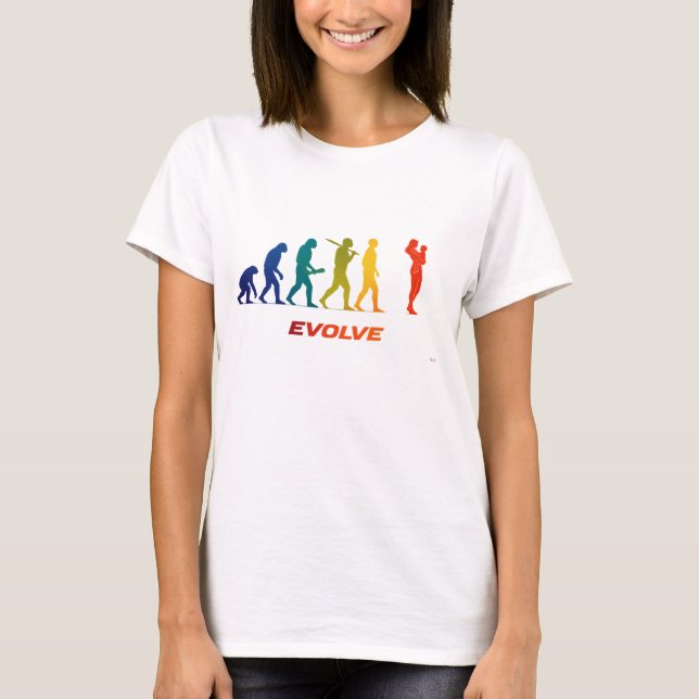 Moder Evolution Silhuett Kvinna Med Bebis T Shirt (Framsida)