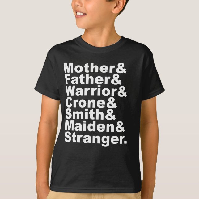 Moder & Fader & Krigare & Käring & Smid & Mö T-shirt (Framsida)