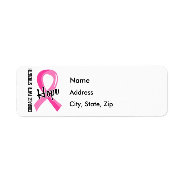 Moder Faith Hope 5 Breast Cancer Returadress Etikett (Framsidan)