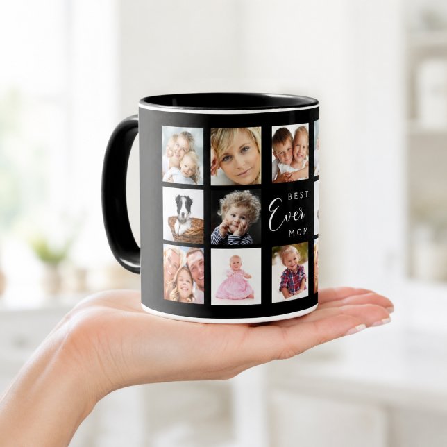 Moder fotokollage svart vitt mugg (Skapare uppladdad)