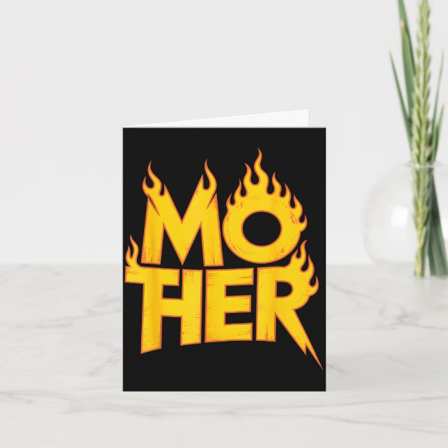 Moder metall säger rolig flammande band Mother met Kort (Framsida)