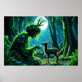 Moder naturens milda beröring på en fläckig kalv poster