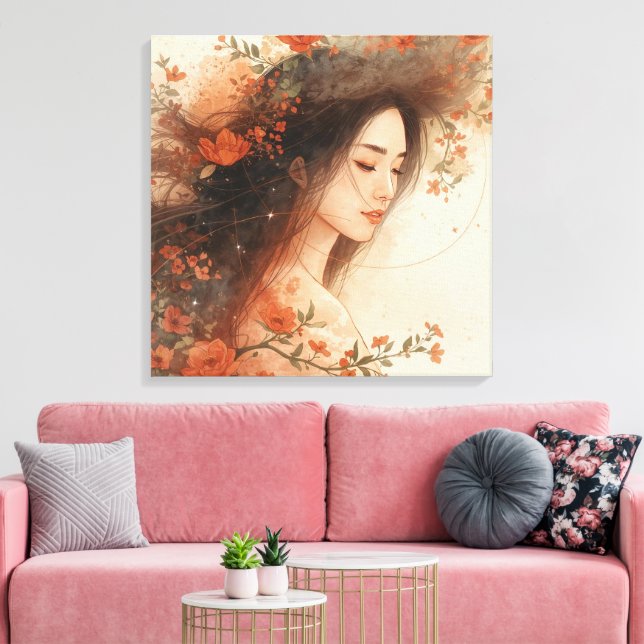 Moder Naturens Ömma Boho Väggkonst  Canvastryck (Insitu (Vardagsrum))