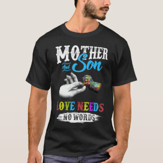 Moder Och Son Kärlek Behöver Inga Ord Autism Medve T Shirt