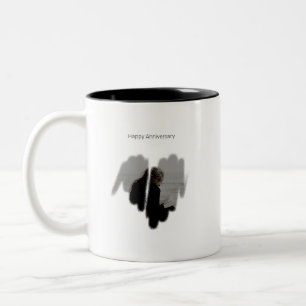 Moderat Graffiti Sprayed Heart Ram Två-Tonad Mugg