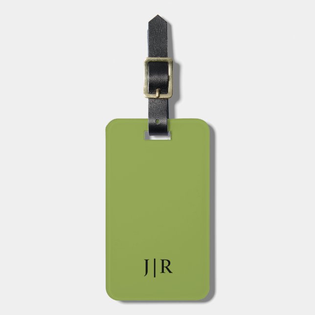 Moderat grönt och svart i modernt monogram bagagebricka (Vertikal Framsida)
