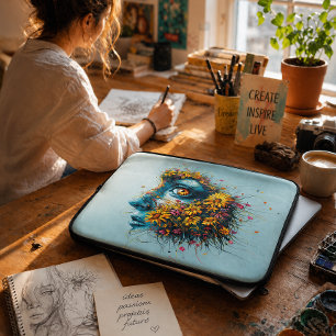 Modergudinneblomsterporträttkonst Laptop Fodral