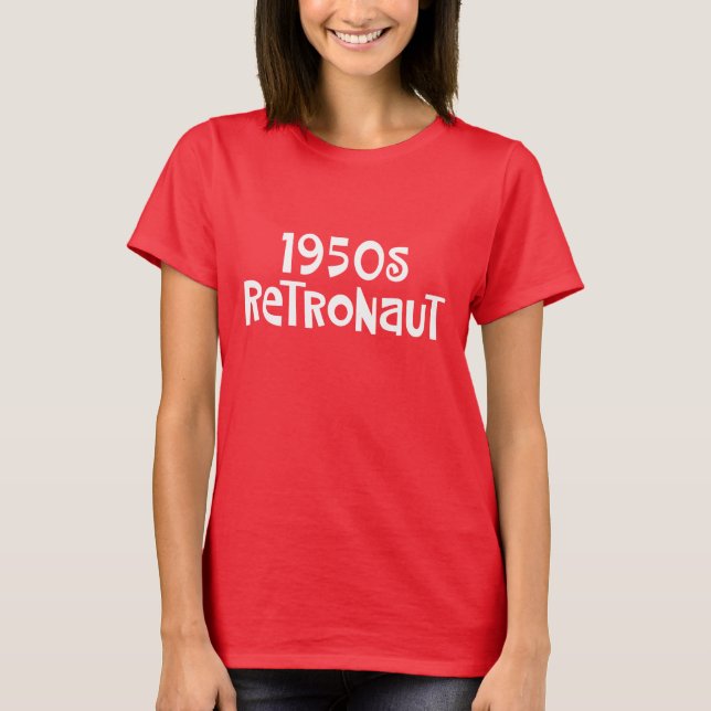 Moderiktig 50-tal Retronaut Tee Shirt (Framsida)
