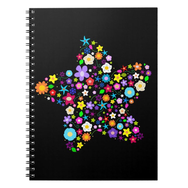 Moderiktig blommig anteckningsbok med spiral (Framsidan)