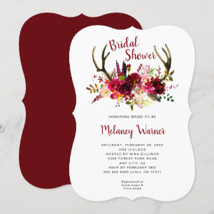 Moderiktig Boho Burgundy blom- möhippainbjudan Inbjudningar
