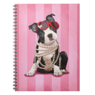 Moderiktig Boston Terrier Anteckningsbok Med Spiral