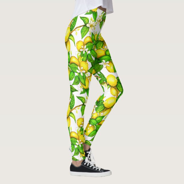 Moderiktig citrontryckdamasker leggings (Höger)