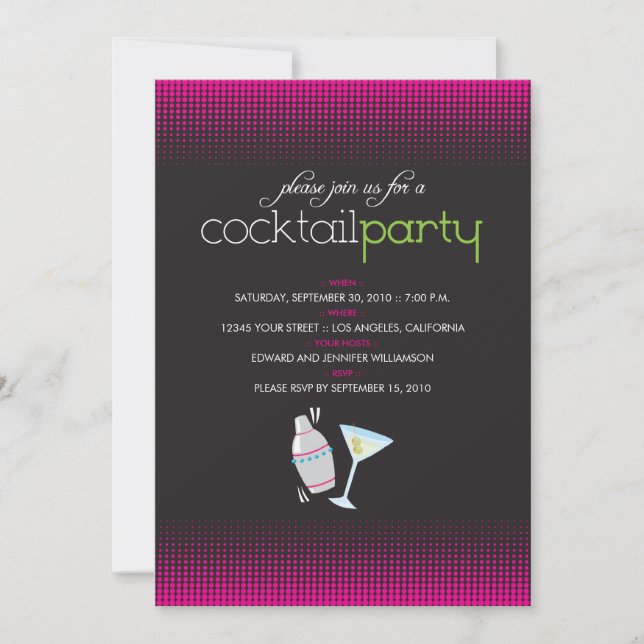Moderiktig cocktailpartyinbjudan (fuschiaen) inbjudningar (Framsida)