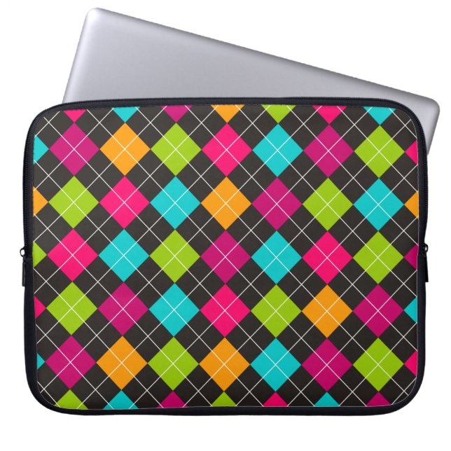 Moderiktig färgrik Argyle mönsterlaptop sleeve (Framsidan)