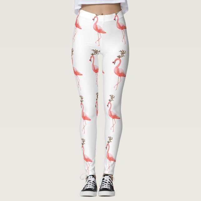 Moderiktig flamingojulren leggings (Framsida)