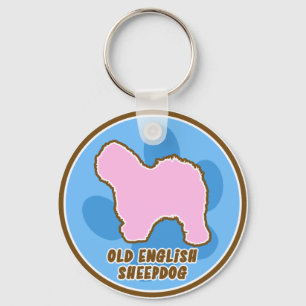 Moderiktig gammal engelsk Sheepdog Keychain Nyckelring