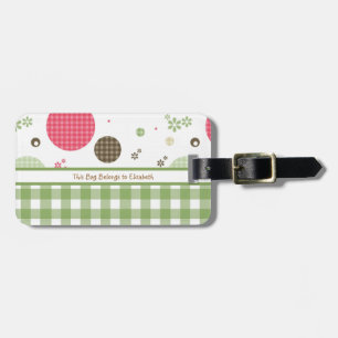 Moderiktig gullig Ginghampolka dots med namn Bagagebricka