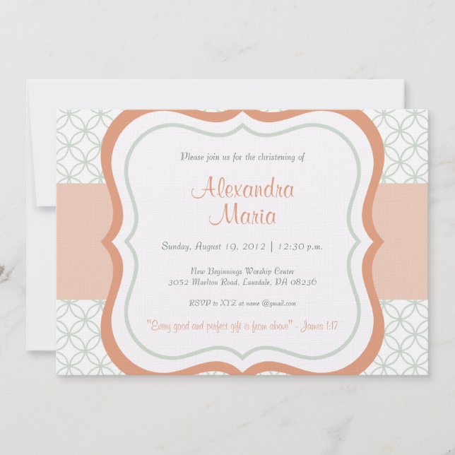 Moderiktig inbjudan för babydedikationChristening (Framsida)