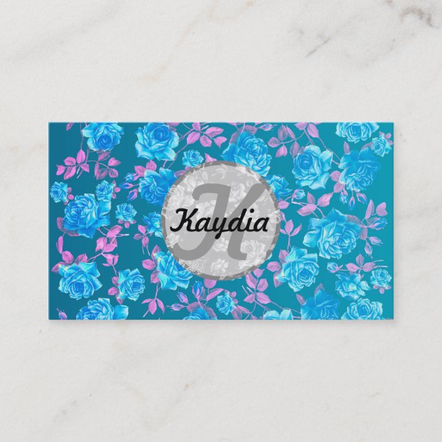 Moderiktig ljus Monogram för blommigt för Visitkort (Framsida)