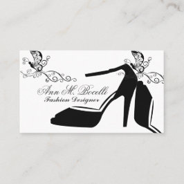 Moderiktig modefjärilschic skor kickCouture Visitkort