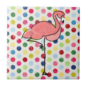 Moderiktig modern rosa Flamingopolka dots Kakelplatta