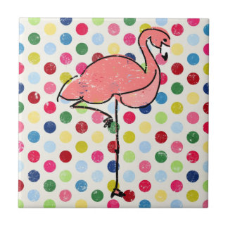 Moderiktig modern rosa Flamingopolka dots Kakelplatta