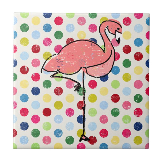 Moderiktig modern rosa Flamingopolka dots Kakelplatta (Framsidan)
