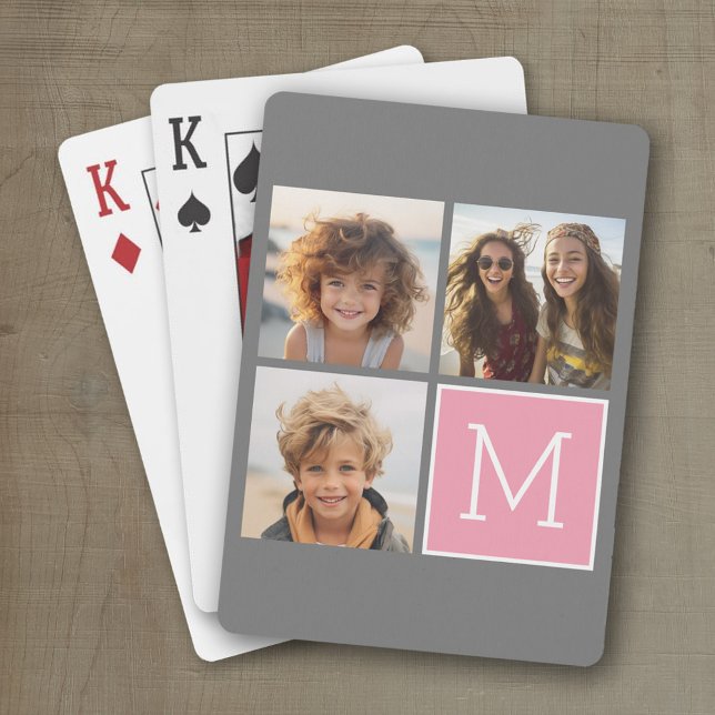Moderiktig Monogram för anpassningsbar för Spelkort (Personalized playing cards with a fun area to add photos and text such as a name or monogram)