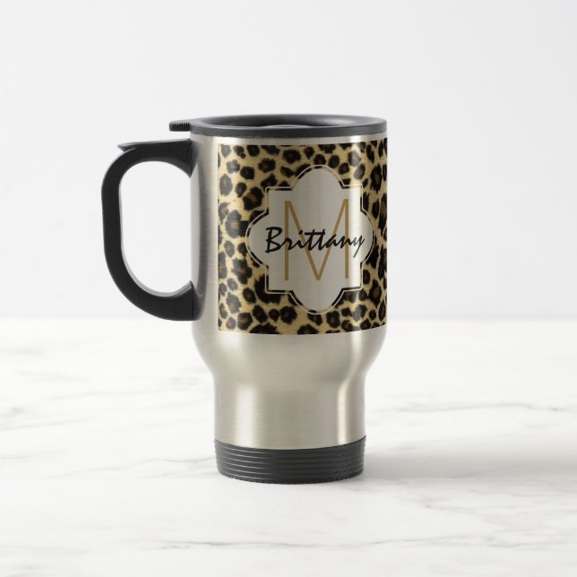 Moderiktig Monogram för SafariLeopardtryck Resemugg (Vänster)