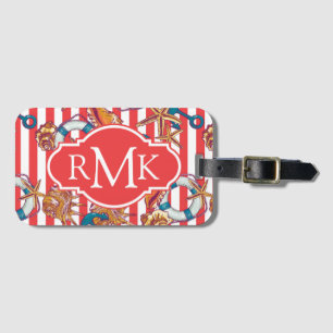 Moderiktig Monogram för strandmönster Bagagebricka