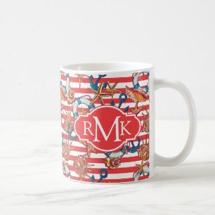 Moderiktig Monogram för strandmönster Kaffemugg