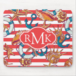 Moderiktig Monogram för strandmönster   Musmatta