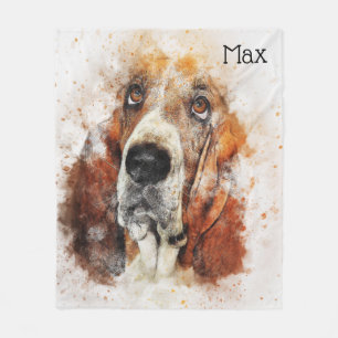 Moderiktig personlig för vattenfärgBassethund Fleecefilt