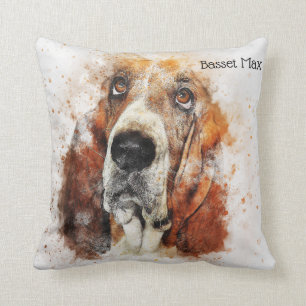 Moderiktig personlig för vattenfärgBassethund Kudde