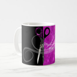 Moderiktig purpurfärgad hårstylistmugg kaffemugg