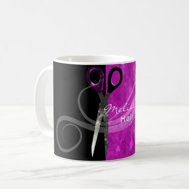 Moderiktig purpurfärgad hårstylistmugg kaffemugg (Framsida vänster)