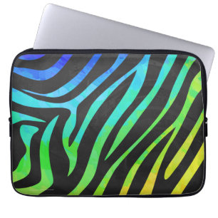 Moderiktig regnbåge och djurt tryck för svartseb laptop sleeve