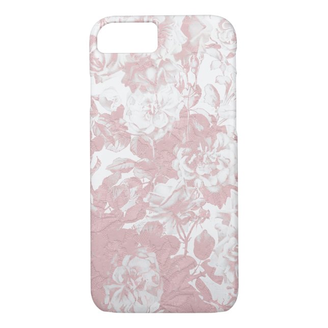 Moderiktig rosa blom- snöre korallvit för elegant Case-Mate iPhone skal (Baksida)