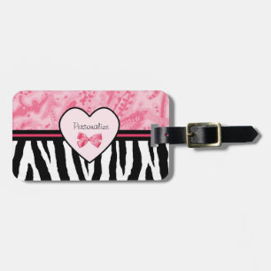 Moderiktig rosa och svart zebra mönstrad pilbåge bagagebricka