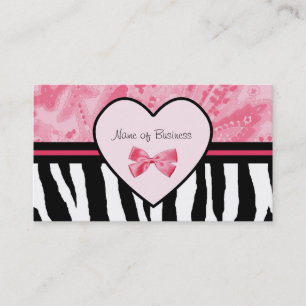 Moderiktig rosa och svart zebra tryck med bandet visitkort