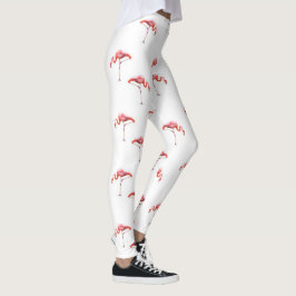 Moderiktig rosa- & vitFlamingodamasker Leggings
